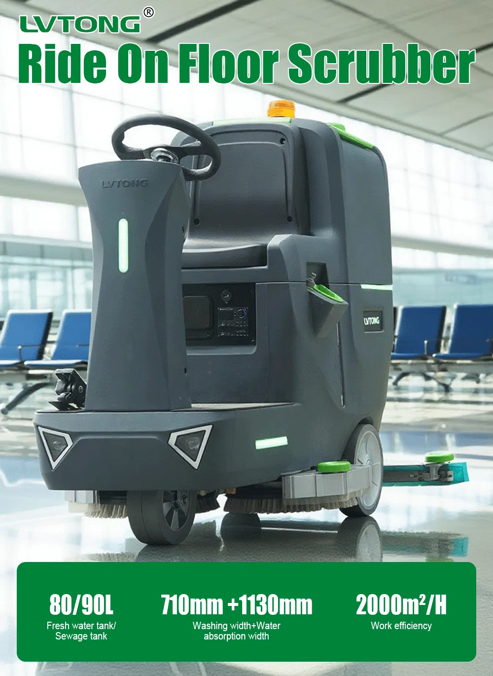 Commercial Industrial Automatic Floor Scrubber Machine for Large Area Cleaning High Efficiency Performance