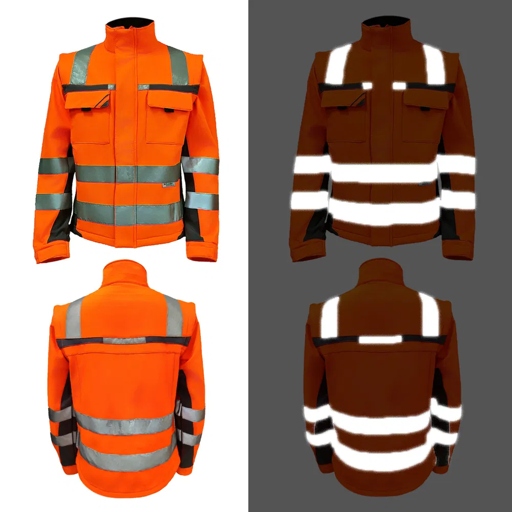 Heavy Duty Hi Vis Reflective Workwear Jacket - Waterproof Windproof for Winter Work Outdoor Jacket