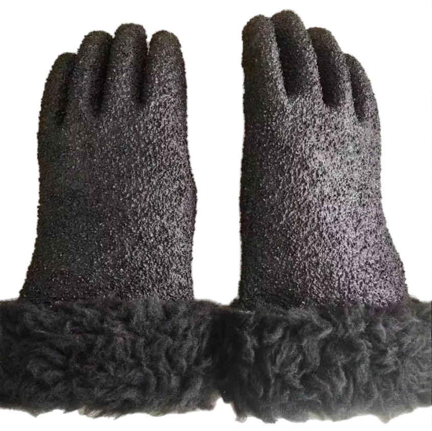 Anti-Slip and Cold-Proof Black Granule Anti-Slip Winter Warm PVC Glove