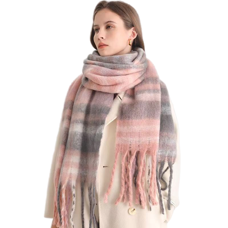 Scarf Shawl Soft Tassel Plaid Large Oversized Warm Winter Polyester Scarves