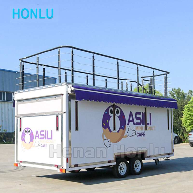 Food Truck Manufacturers Custom Double Decker Trailer Commercial Fast Food Cart with Full Kitchen Equipment