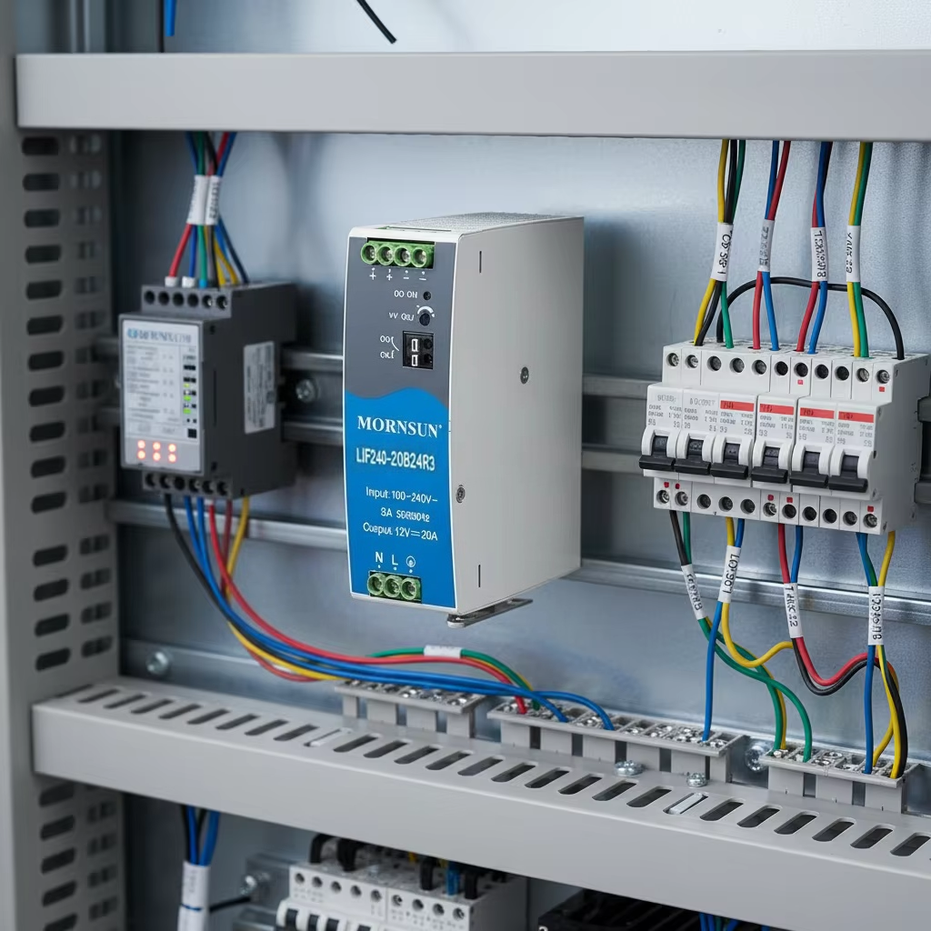 Mornsun LIF240-20B24R3 240W 24V 10A Single DIN Rail Power Supply Active PFC -40~85C 5000m Altitude /IEC for 3-Year