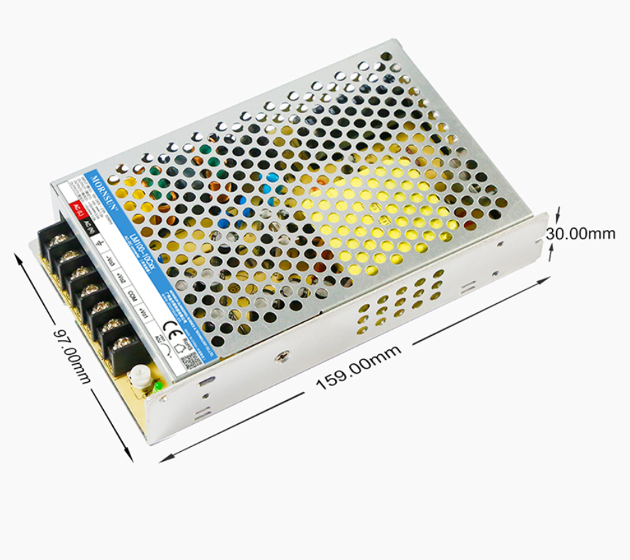Mornsun LM100-10Cxx Series 100W Triple Output AC-DC Enclosed Switching Power Supply High Efficiency 84%-85% 3-Year Warranty