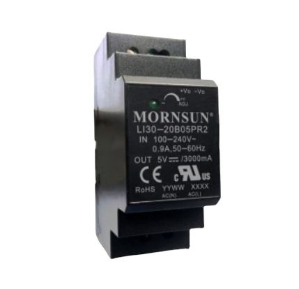 Mornsun LI30-20BxxPR2 30W DIN Rail Power Supply with 2A/3A Output High EMC Immunity for Industrial Automation