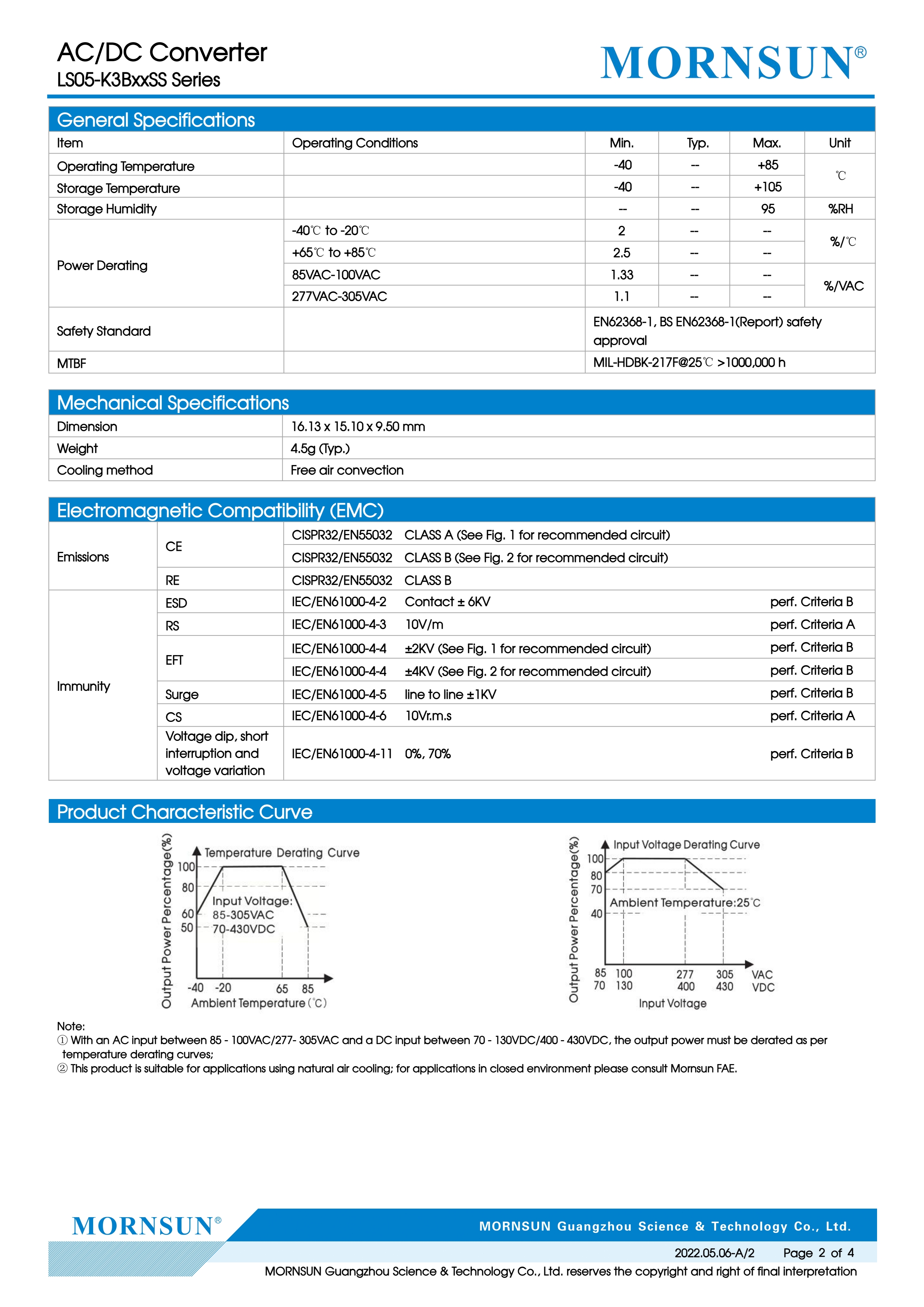Mornsun LS05-K3BxxSS OEM ODM Single Industrial Compact 85-264VAC 4W 12V AC DC Converter 72% Efficiency 50/60Hz Overvoltage