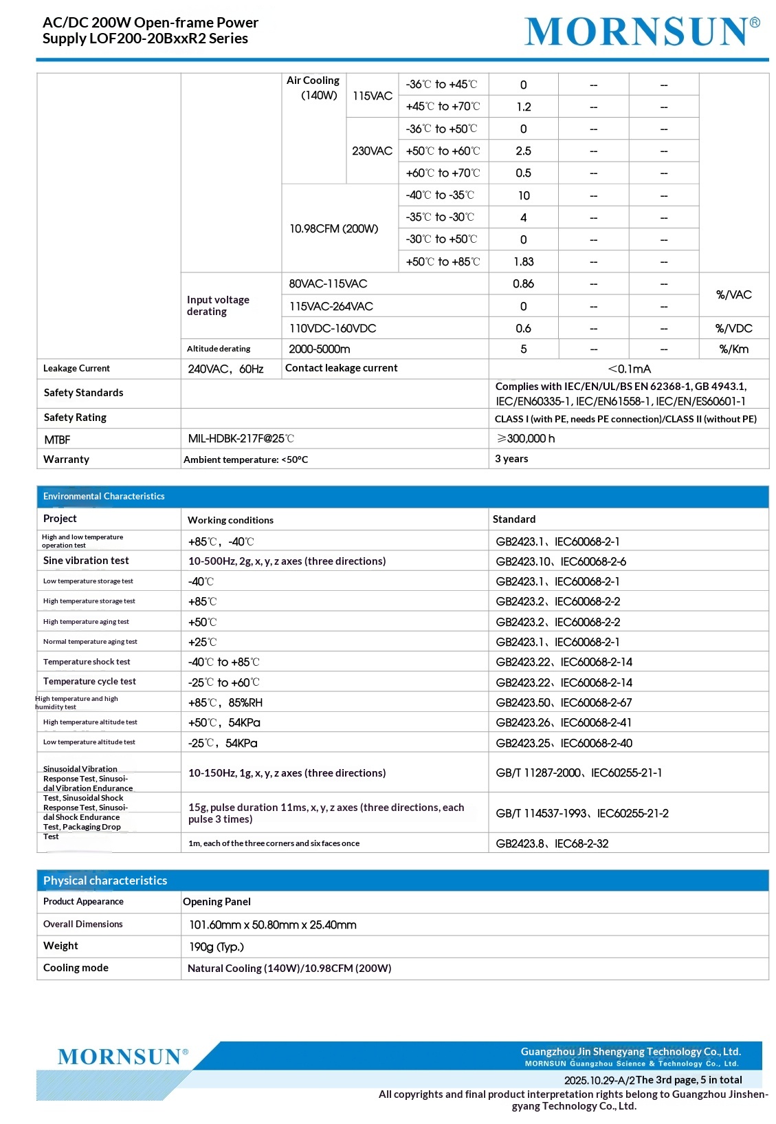 Mornsun LOF200-20BxxR2 200W Medical Open Frame Power Supply IEC60601-1 BF Type Single Output 3-Year Warranty for Industrial Use