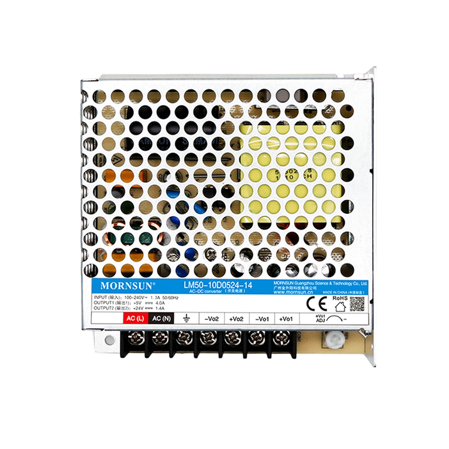 Mornsun LM50-10Dxx 50W Dual Isolated AC/DC Power Supply 85-264VAC Metal Enclosure 3-Year Warranty High Efficiency 83%-84% for