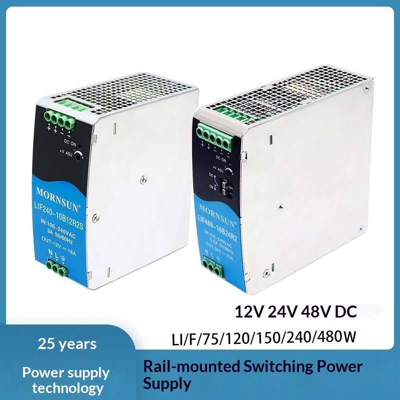 Mornsun 150W 24V DIN Rail Single Power Supply UL508 CE Industrial SMPS Switching LED Driver 90-264VAC Automation 3-Year Warranty