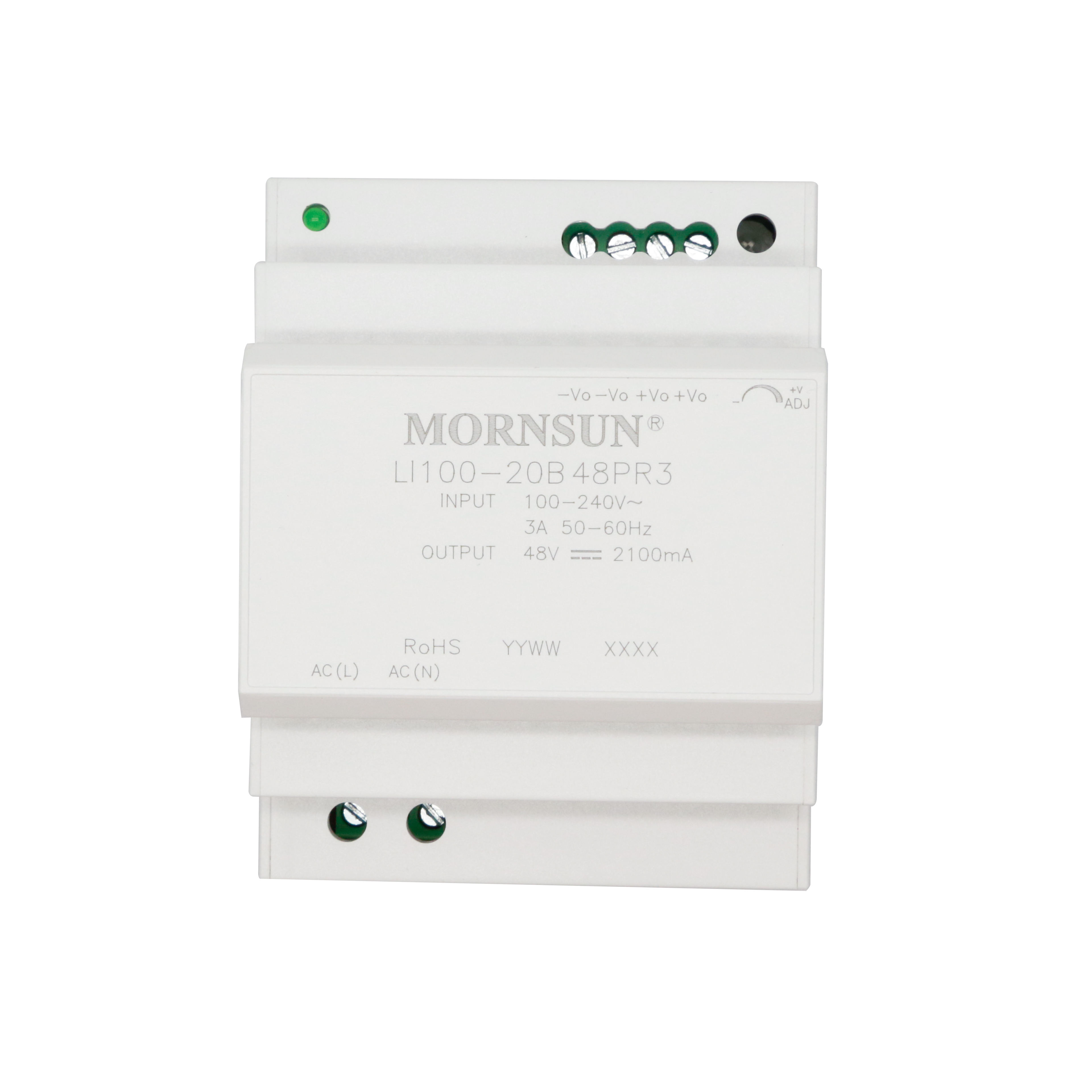 Mornsun LI100-20BxxPR3 100W Single Output DIN Rail Power Supply High EMC Immunity 3-Year Warranty for Industrial & Smart Home