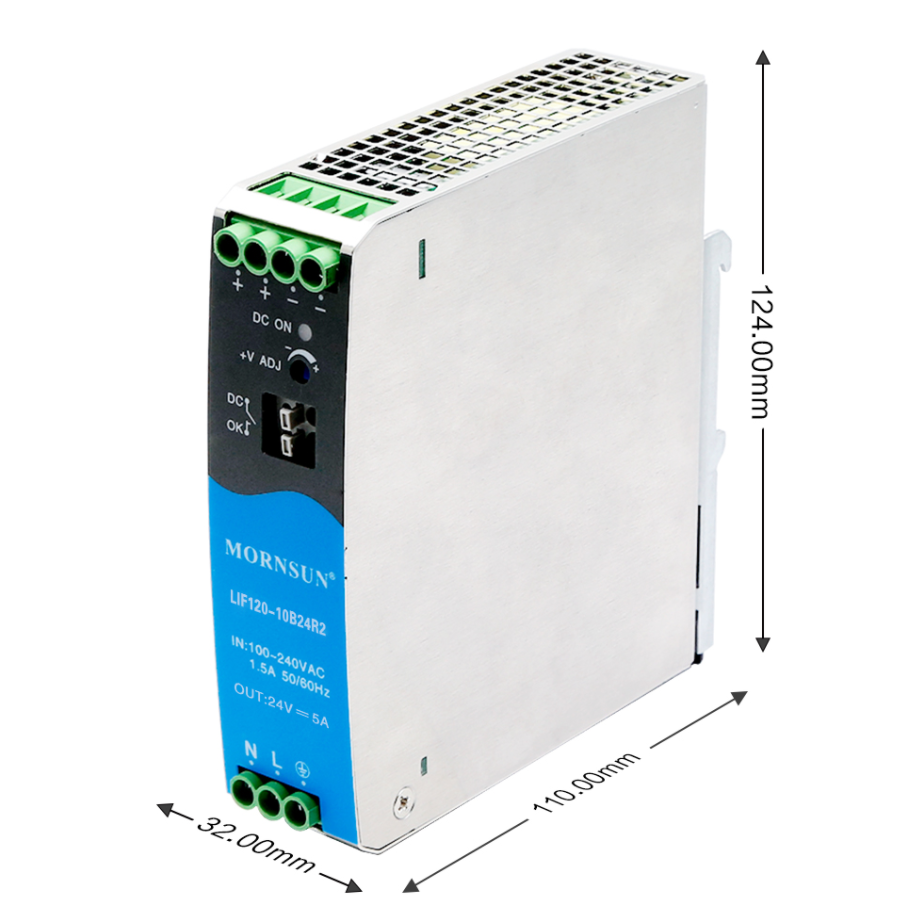 Mornsun LIF120-10B12R2 120W 12V 10A DIN Rail Power Supply Single Active PFC High Efficiency Industrial AC-DC Converter /CE