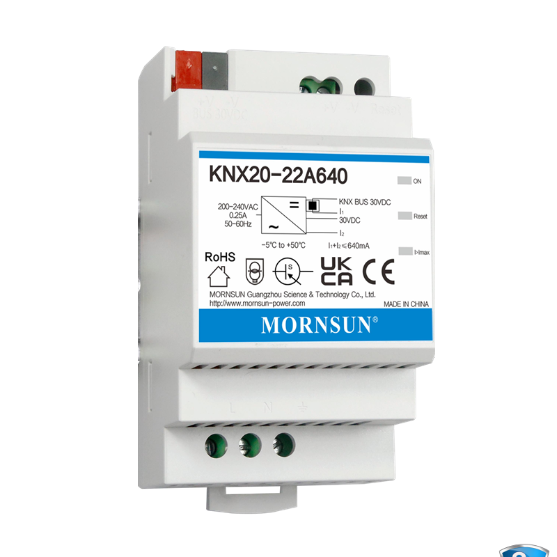 Mornsun KNX20-22A640 20W 30V Single KNX Supply Choke Auxiliary for Smart Building DIN Rail Mount Overvoltage/Overcurrent
