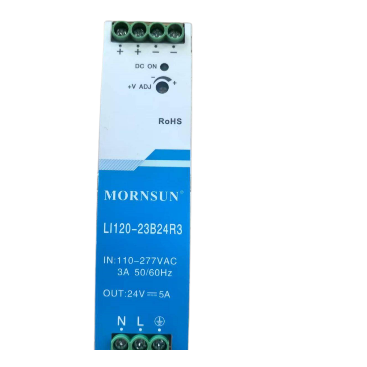 Mornsun LI120-23B24R3 120W 5A Single DIN Rail Power Supply 24V High Efficiency EMC Industrial PSU Harsh Environments IEC 3-Year