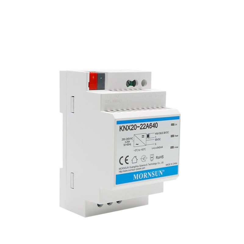 Mornsun KNX20-22A640 20W 30V Single KNX Supply Choke Auxiliary for Smart Building DIN Rail Mount Overvoltage/Overcurrent