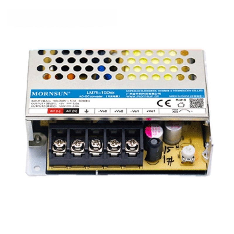 Mornsun LM75-10Dxx 75W Dual Isolated AC/DC Power Supply 90-264VAC/120-373VDC Input EN55032 Class B 82-84% Efficiency for