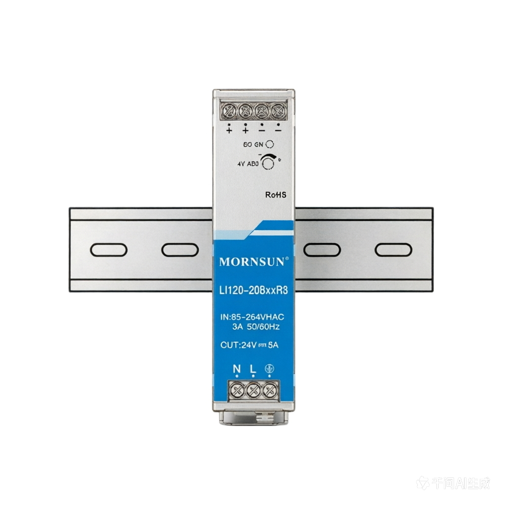 MORNSUN LIF120-20B12R3 120W 12V 10A DIN Rail Power Supply Active PFC Compact Design High Efficiency 93.5% IEC/EN/UL62368 Single
