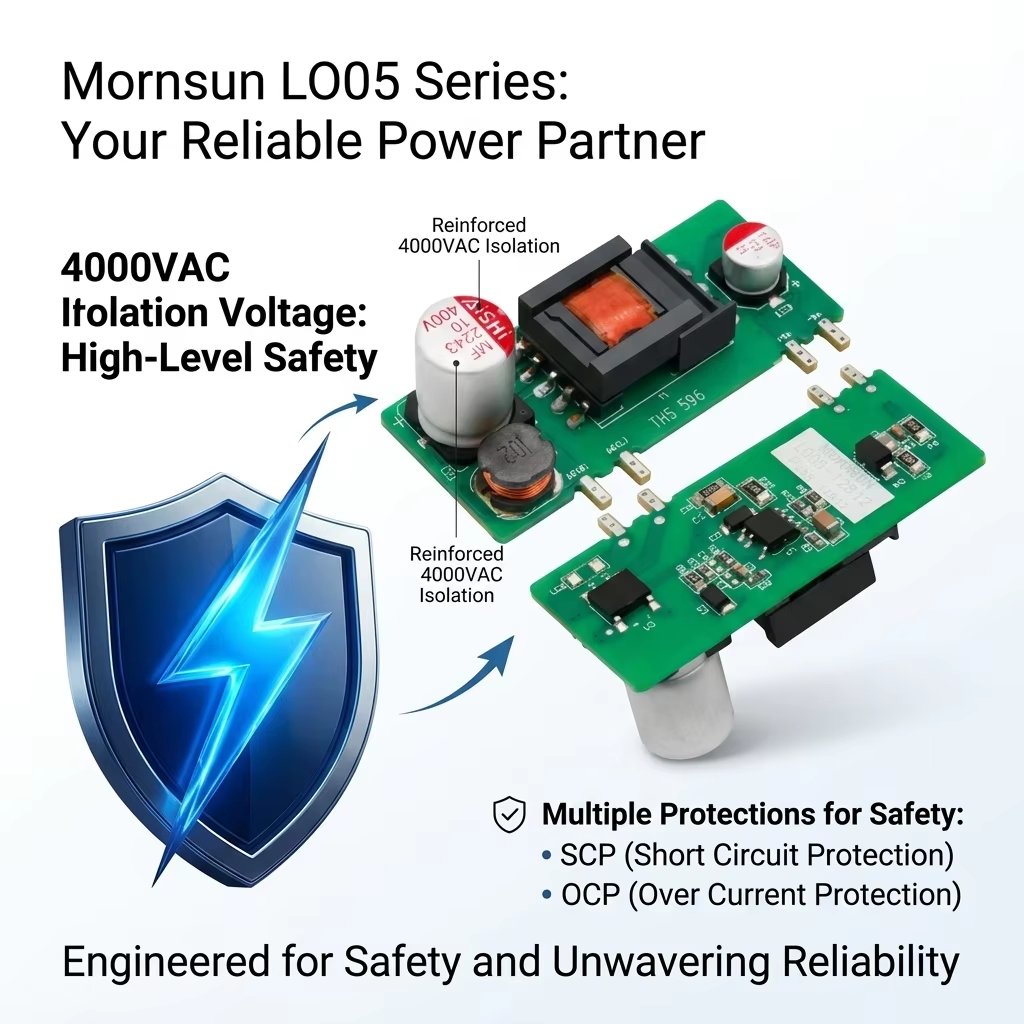 Compact 5V Regulated AC/DC Switching Power Supply LO05-10B05 85-264VAC 3000V Isolation Low Ripple Industrial PSU