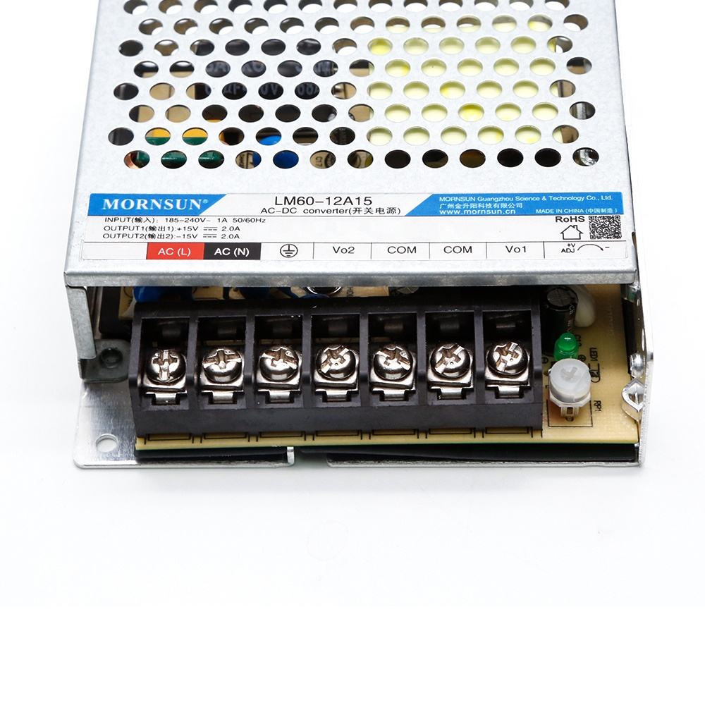 Mornsun LM60-12A15 60W Dual Output AC/DC Power Supply 165-264VAC Metal Enclosure 3-Year Warranty 82% Efficiency Industrial