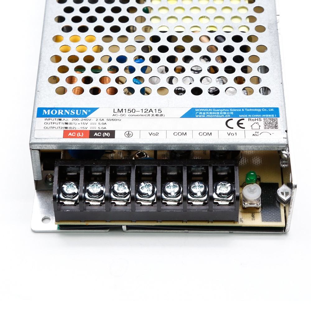 Mornsun LM150-12A15 150W 15V Dual Non-Isolated AC/DC Power Supply Metal Enclosure for Laser Galvo Industry 85% Efficiency