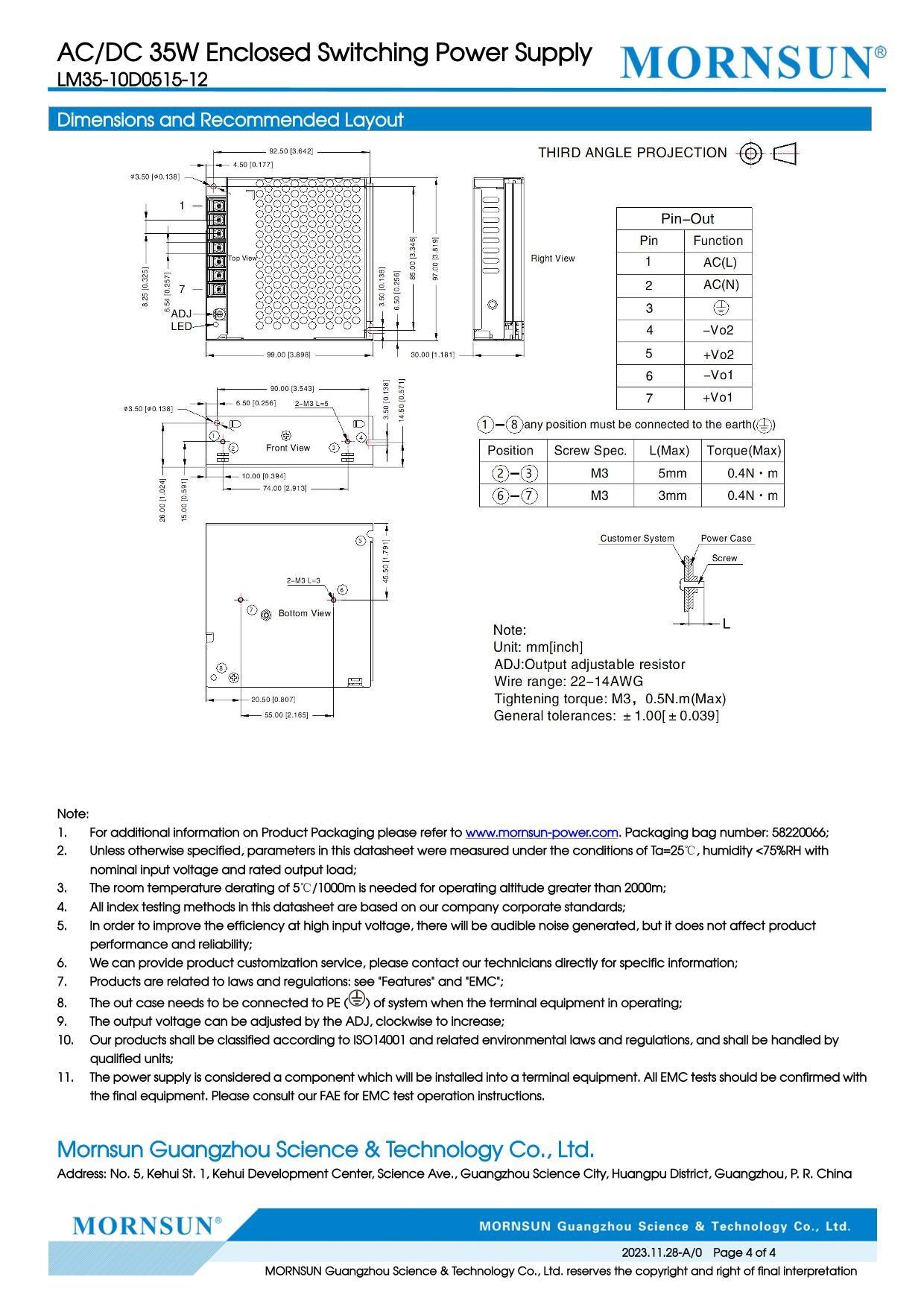 Mornsun LM35-10D0515-12 35W Dual Isolated Output AC/DC Power Supply for Industrial Equipment 89% Efficiency