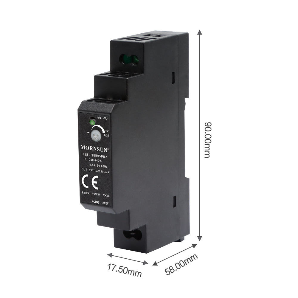 Mornsun LI15-20BxxPR2 15W Single Output AC-DC DIN Rail Power Supply for Industrial Automation IEC61010 for 1A
