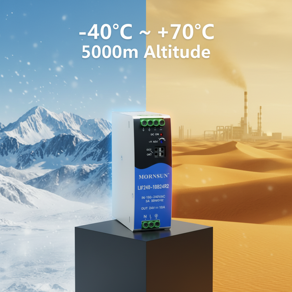 Mornsun LIF240-10B12R2 DIN Rail Power Supply 12V 16A 192W Industrial SMPS Single -40C 5000m Altitude LED Driver CE for IP20