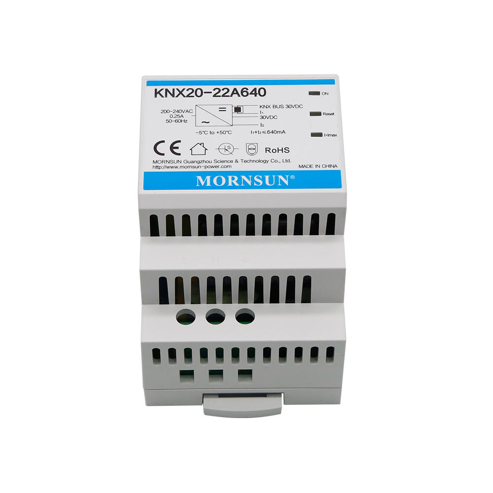 Mornsun KNX20-22A640 20W 30V Single KNX Supply Choke Auxiliary for Smart Building DIN Rail Mount Overvoltage/Overcurrent