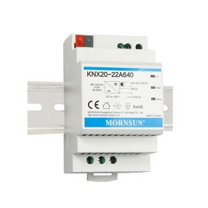 Mornsun KNX20-22A640 20W 30V Single KNX Supply Choke Auxiliary for Smart Building DIN Rail Mount Overvoltage/Overcurrent