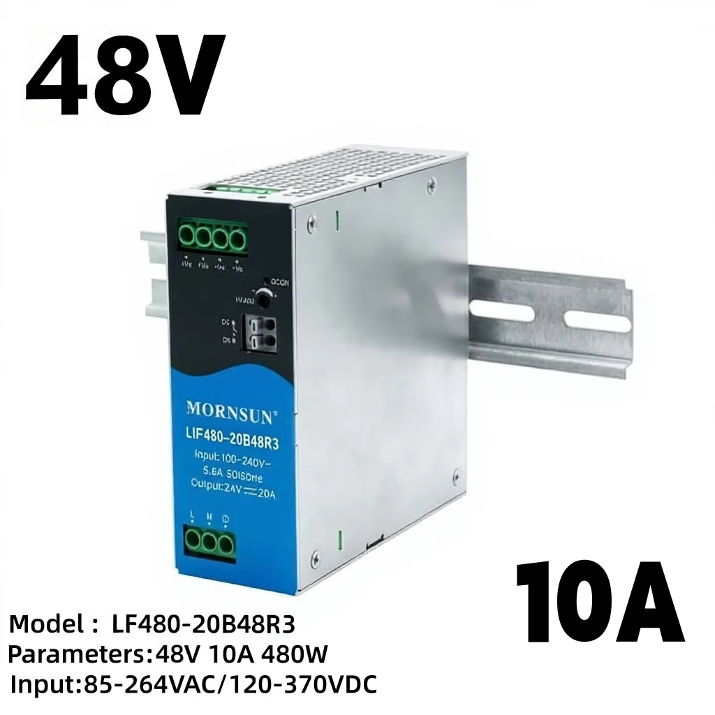 LIF480-20B48R3 480W 48V 10A Single DIN Rail Power Supply AC 85-264V Input 95% Efficiency -40~85 Wide Temp Industrial