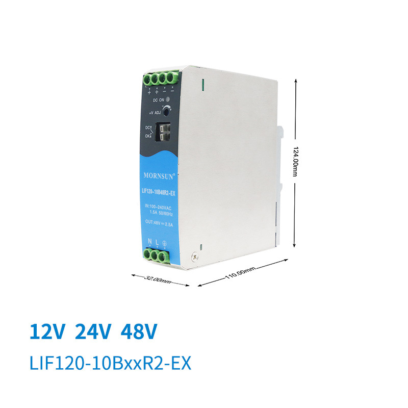 Mornsun AC-DC Switching Power Supply LIF120-10B55R2 120W 55V 2.2A Single DIN Rail High Efficiency EMC Industrial PSU Harsh