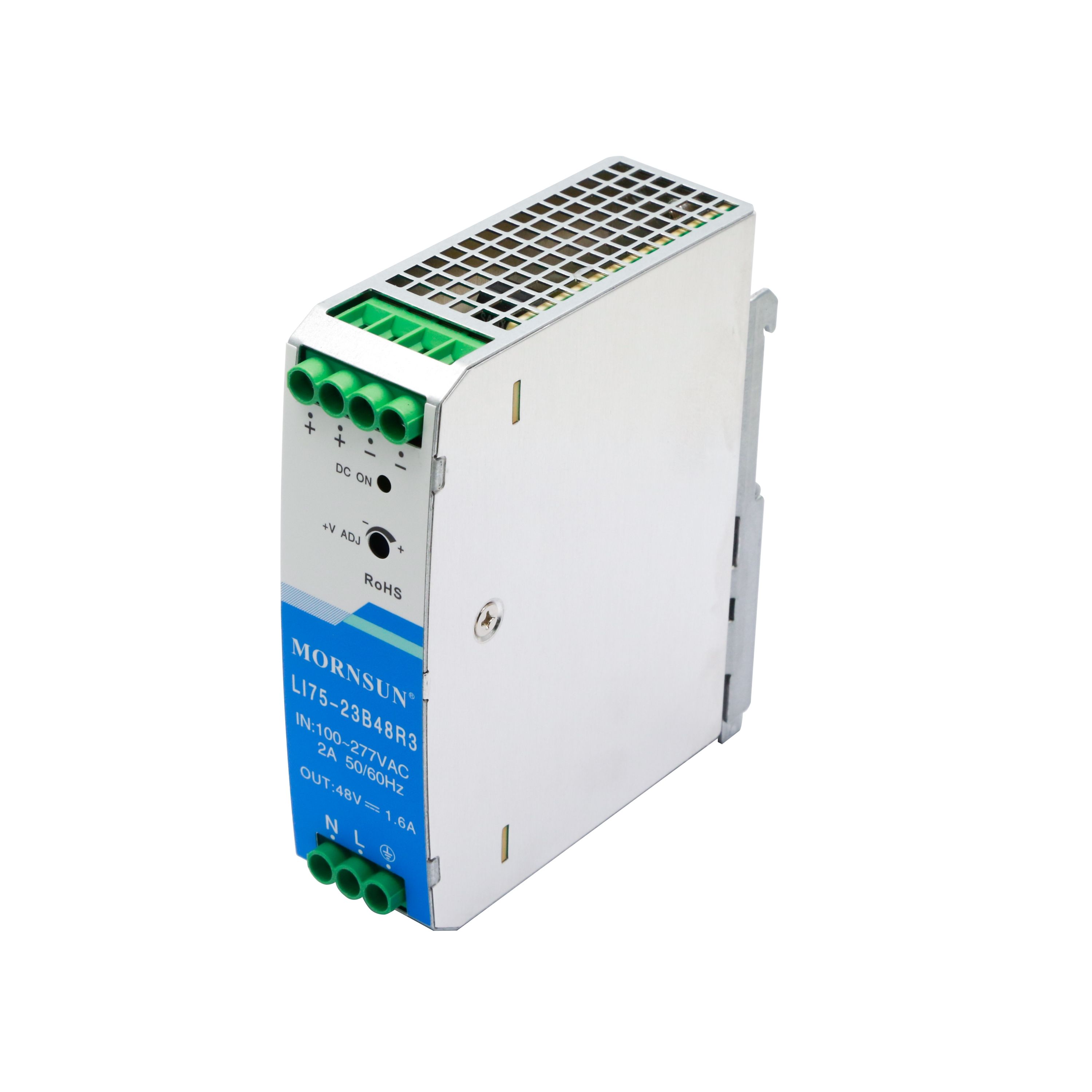 Mornsun LI75-23BxxR3 75W Single Output DIN Rail Power Supply High EMC Immunity for Industrial Automation