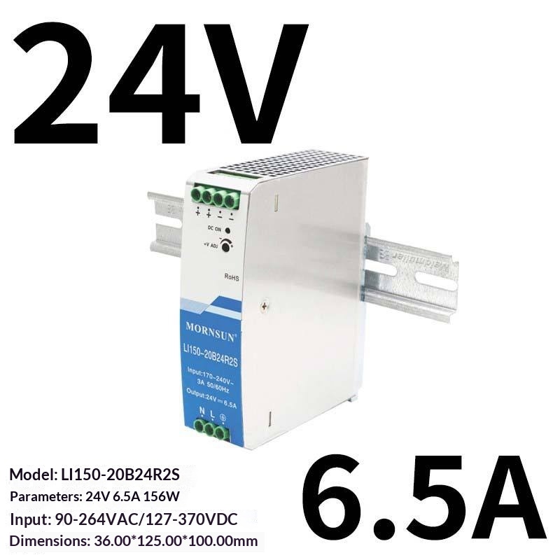 Mornsun 150W 24V DIN Rail Single Power Supply UL508 CE Industrial SMPS Switching LED Driver 90-264VAC Automation 3-Year Warranty