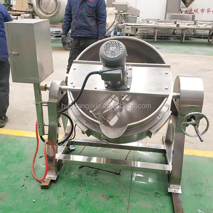 HUAGANG 100Liters Large Commercial Marmit Paste Gas Cooking Mixer Automatic Discharging Electric Khoya Cooking Pot with Mixer