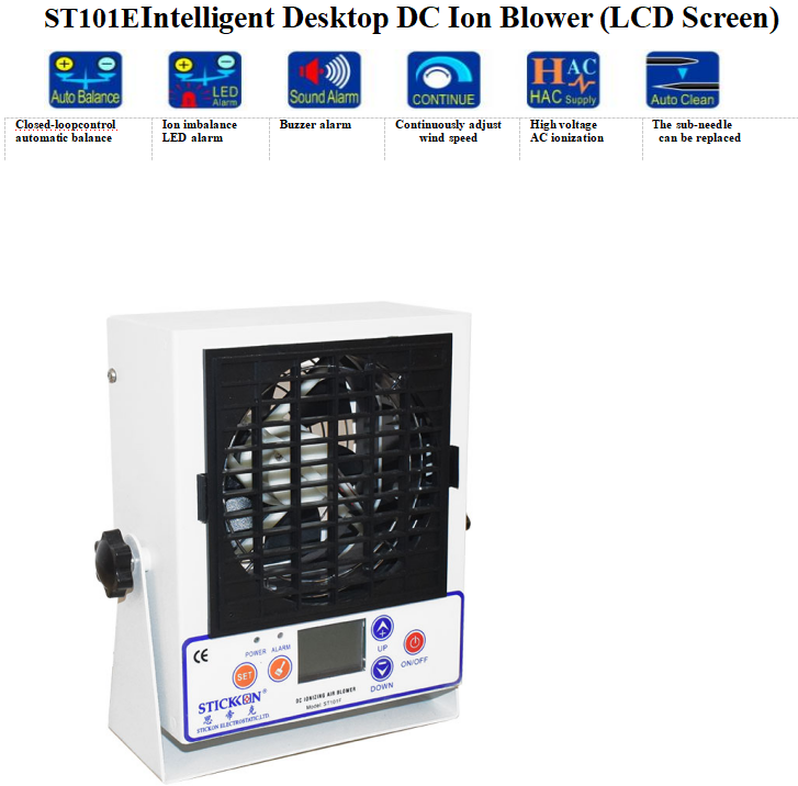 ST101F Desktop Intelligent LCD Display DC Ionizing Air Blower