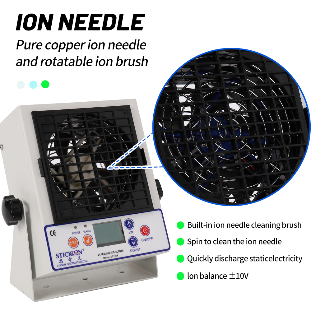 ST101F Desktop Intelligent LCDl Display DC Ionizing Air Blower Auto Clean Anti Static Fan Desktop ESD Equipment