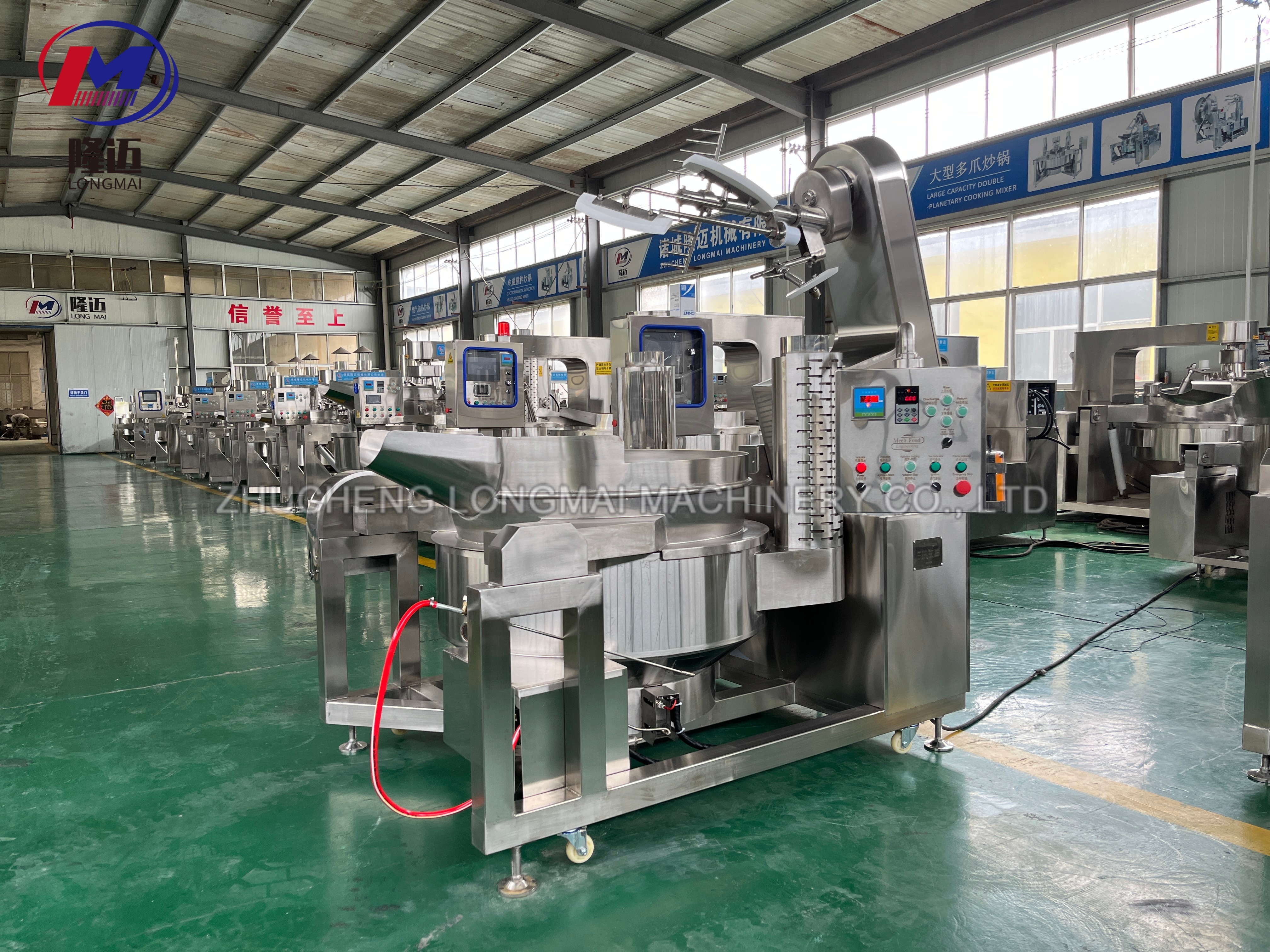 Industrial Automatic Stainless Steel Cooking Pot With Mixer Planetary Gas Heated Cooking Machine Mixer