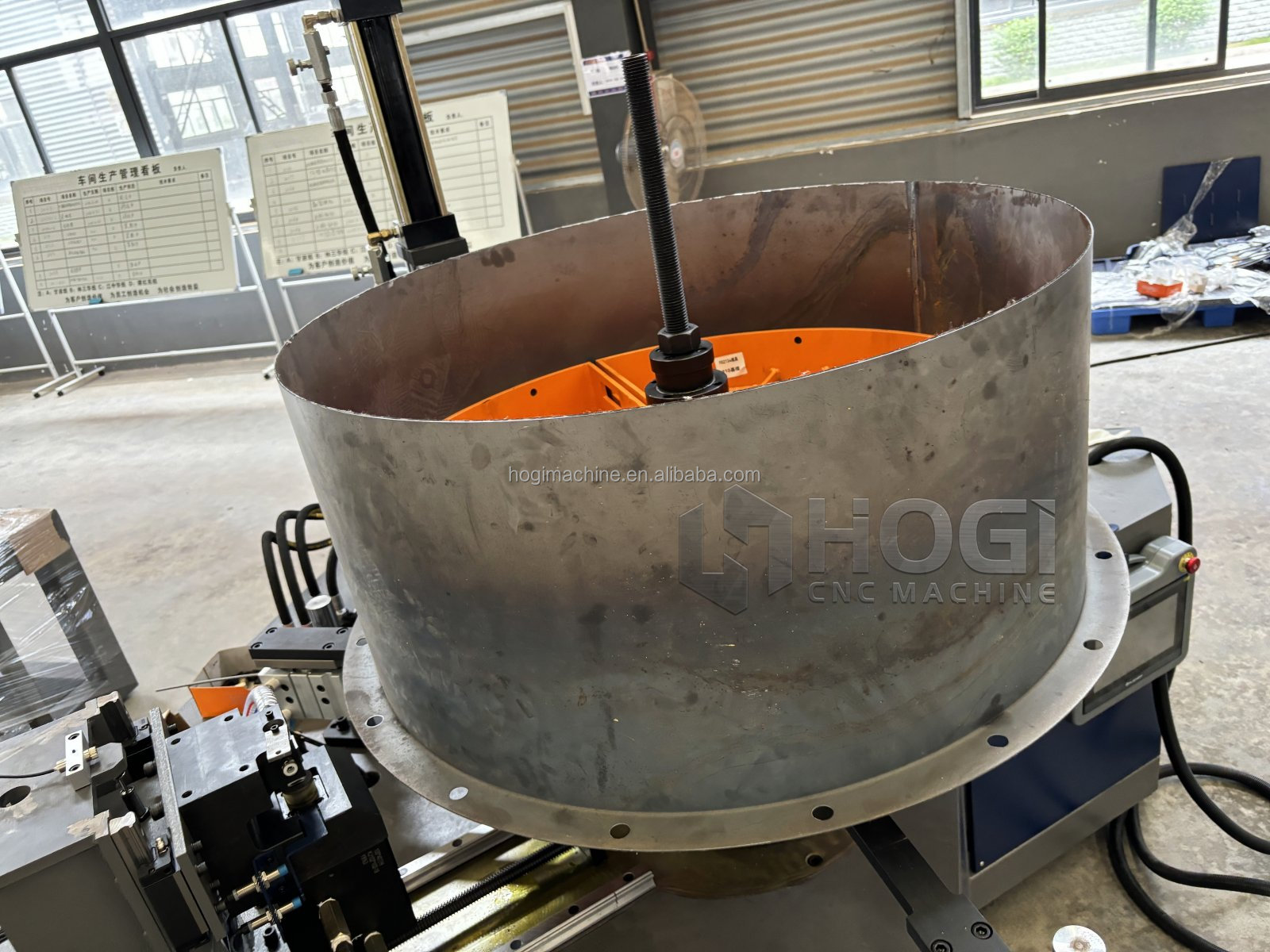 HOGI Fully Automatic Fan Cylinder Flanging Machine Fan Housing Flanging Punching Machine High Speed