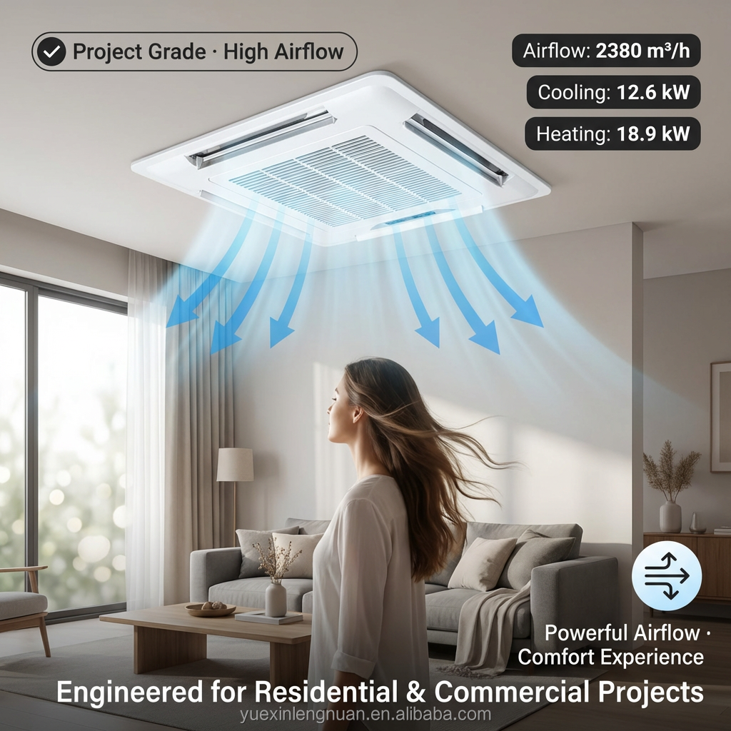 Direct Factory 4-Way Ceiling Cassette Fan Coil Unit Reliable Performance Multi-Voltage Support For Global HVAC Sourcing