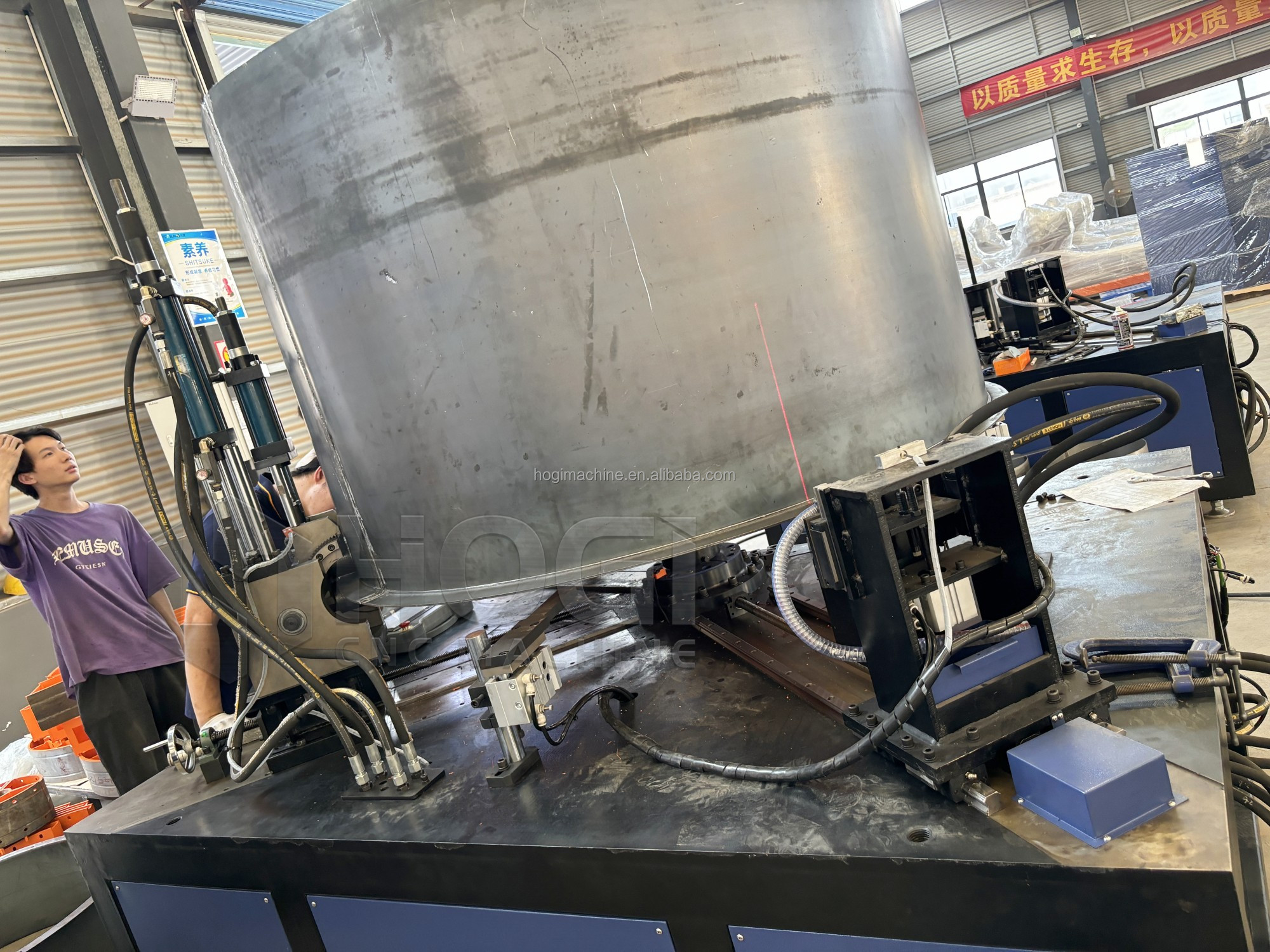 HOGI Fully Automatic Fan Cylinder Flanging Machine Fan Housing Flanging Punching Machine High Speed