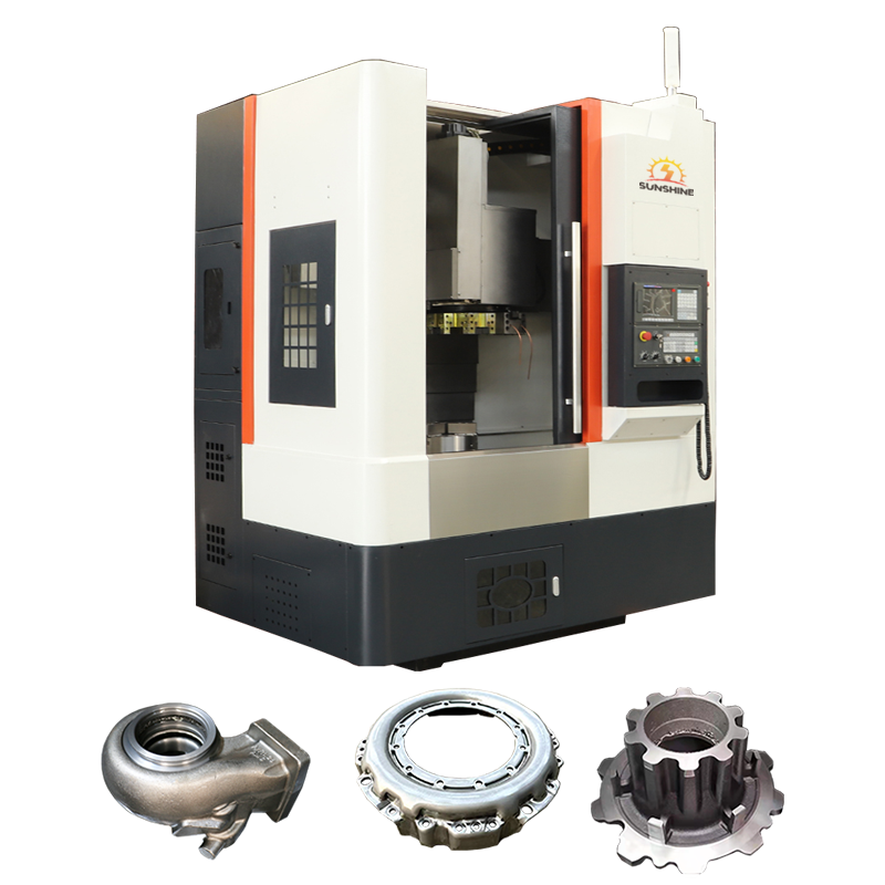 Heavy-duty Rotary Table CNC Vertical Lathe with Large Diameter Grinding Disc, specialized Equipment for Turning Operations.