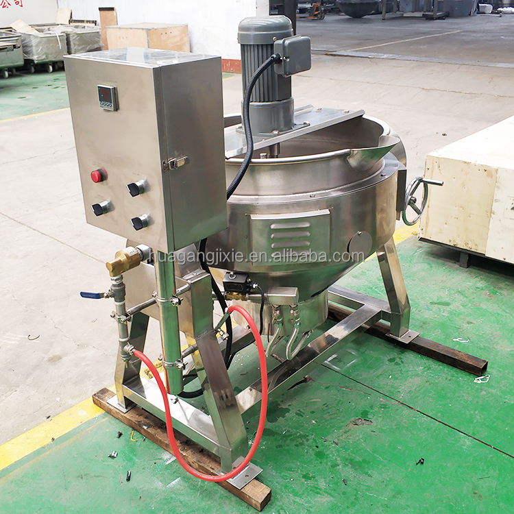 HUAGANG 100Liters Large Commercial Marmit Paste Gas Cooking Mixer Automatic Discharging Electric Khoya Cooking Pot with Mixer