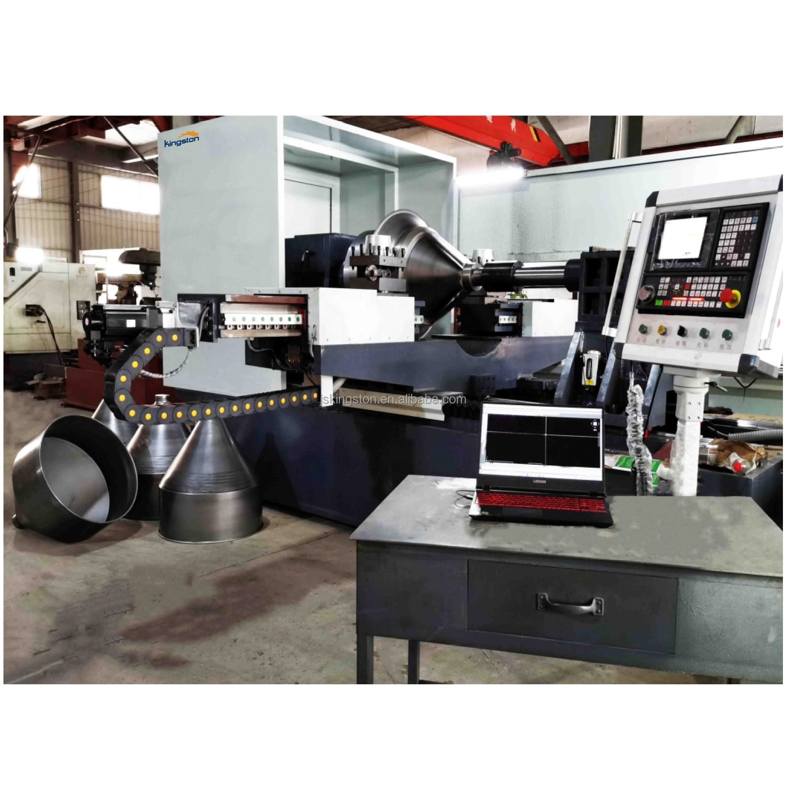 China Factory CNC Double Rollers Thinning Horizontal Spinning Machine High Quality KSTDS180-II for Metal