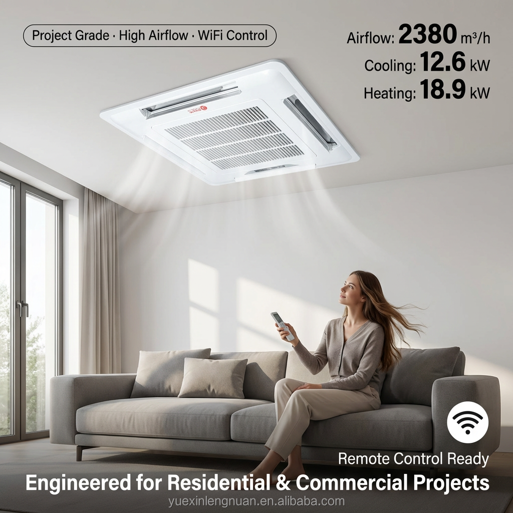 Direct Factory 4-Way Ceiling Cassette Fan Coil Unit Reliable Performance Multi-Voltage Support For Global HVAC Sourcing