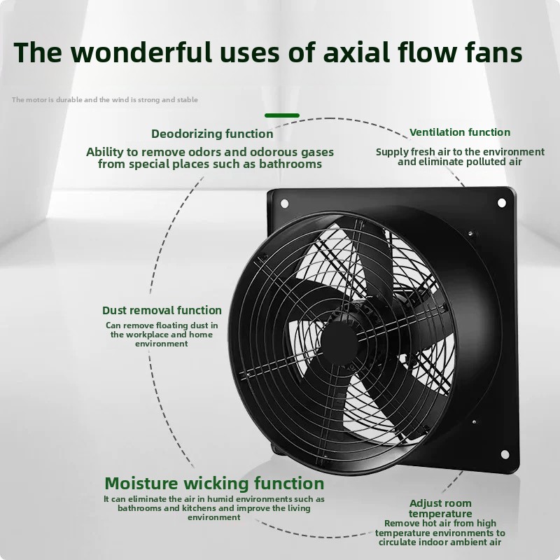 High Speed Square Exhaust Blower External Rotor Motor Metal Axial Fan for Commercial Kitchen Hood and Warehouse Ventilation