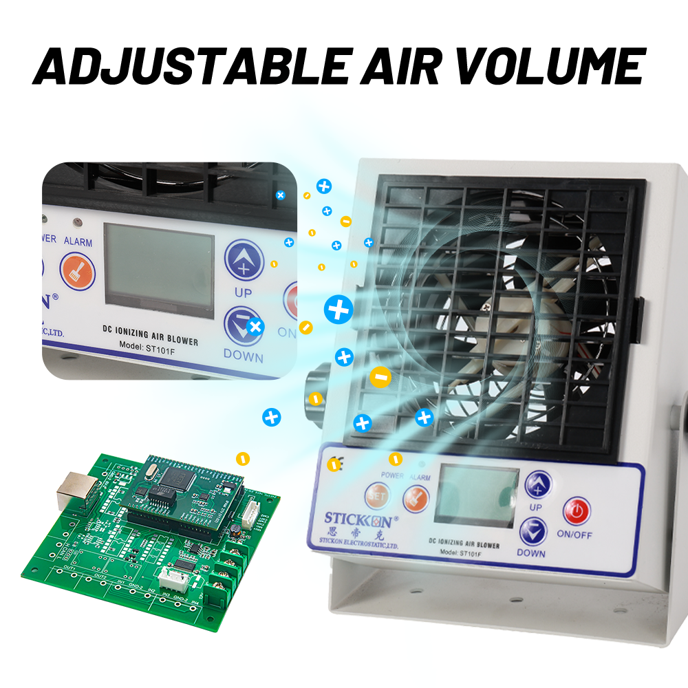 ST101F Desktop Intelligent LCDl Display DC Ionizing Air Blower Auto Clean Anti Static Fan Desktop ESD Equipment