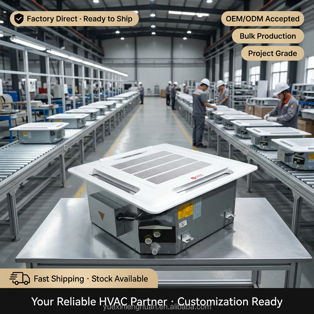 Direct Factory 4-Way Ceiling Cassette Fan Coil Unit Reliable Performance Multi-Voltage Support For Global HVAC Sourcing