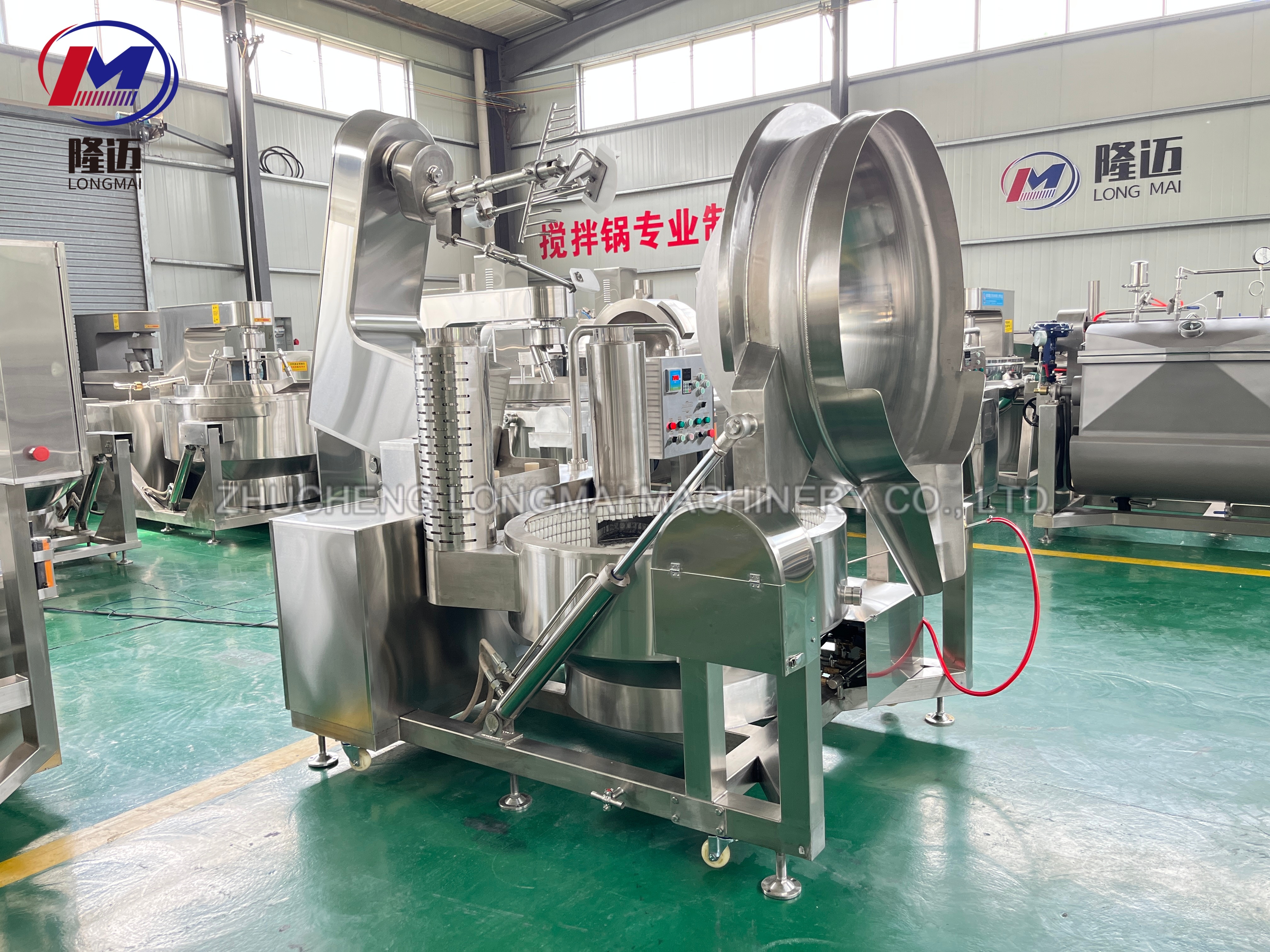 Industrial Automatic Stainless Steel Cooking Pot With Mixer Planetary Gas Heated Cooking Machine Mixer