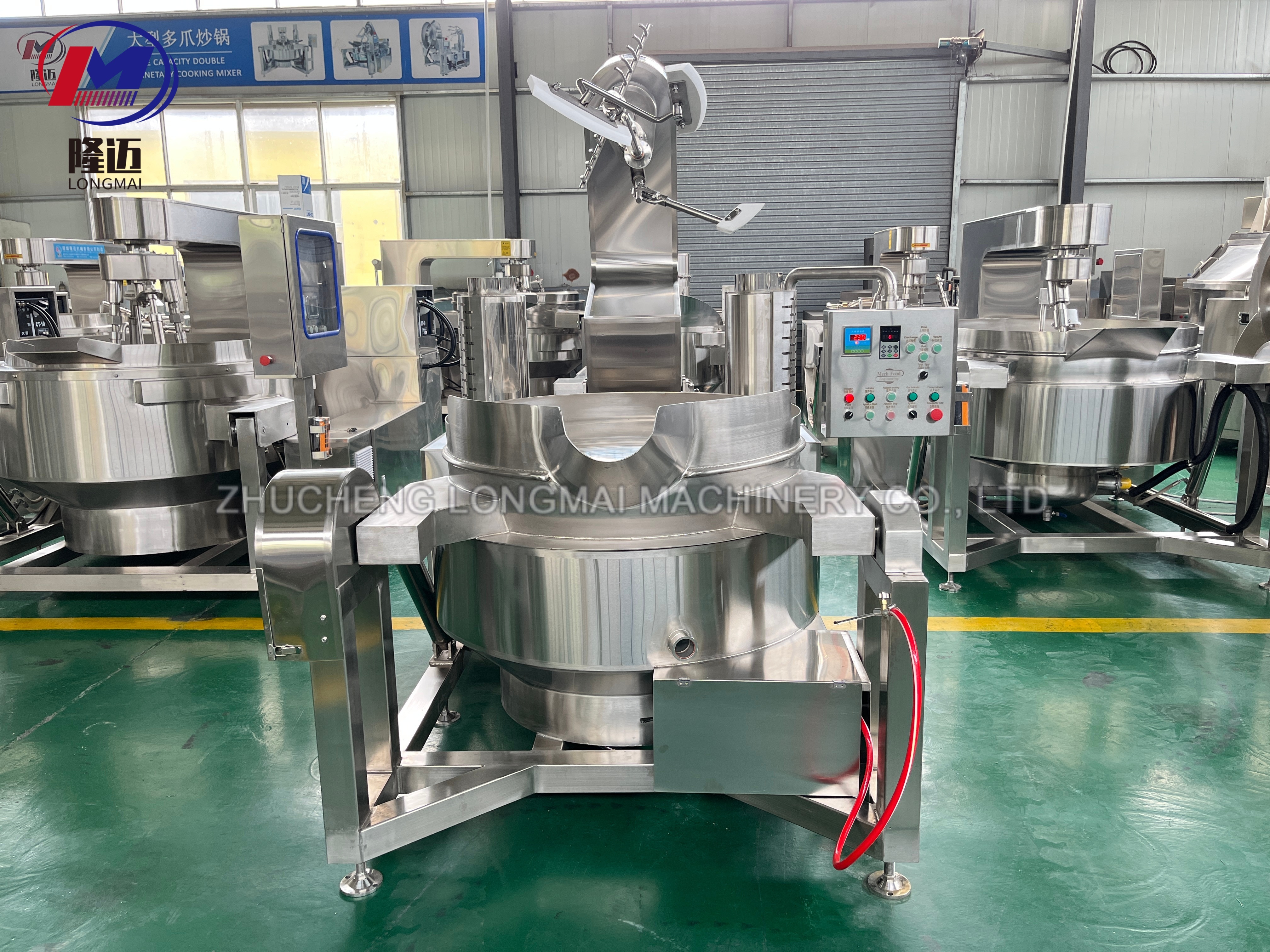 Industrial Automatic Stainless Steel Cooking Pot With Mixer Planetary Gas Heated Cooking Machine Mixer