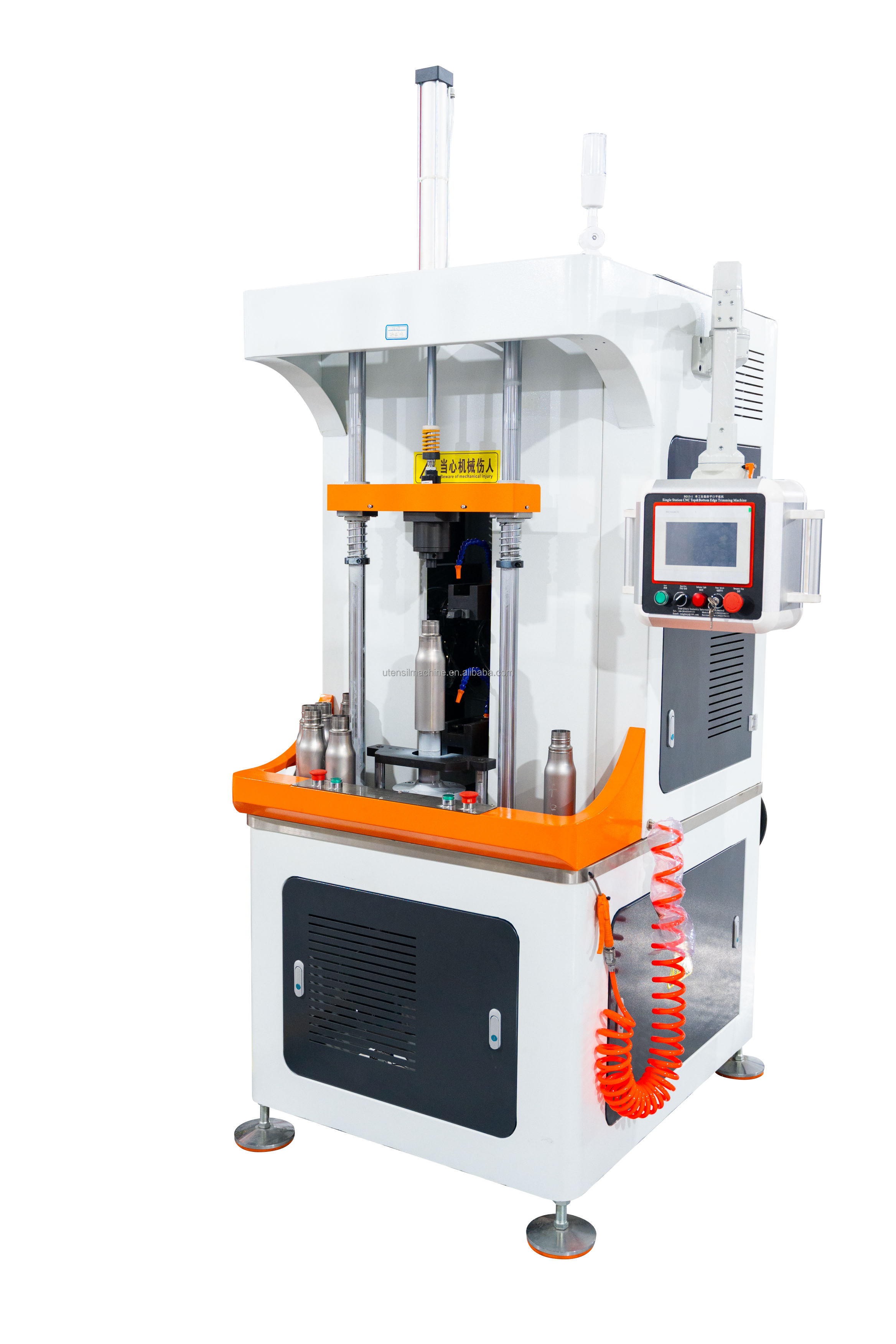 CNC Rim Neck Cutting Machine Thermos Manufacturing Line For Metal Product Vacuum Forming Bottle Production Equipment