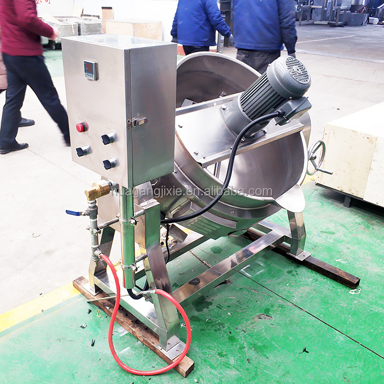 HUAGANG 100Liters Large Commercial Marmit Paste Gas Cooking Mixer Automatic Discharging Electric Khoya Cooking Pot with Mixer