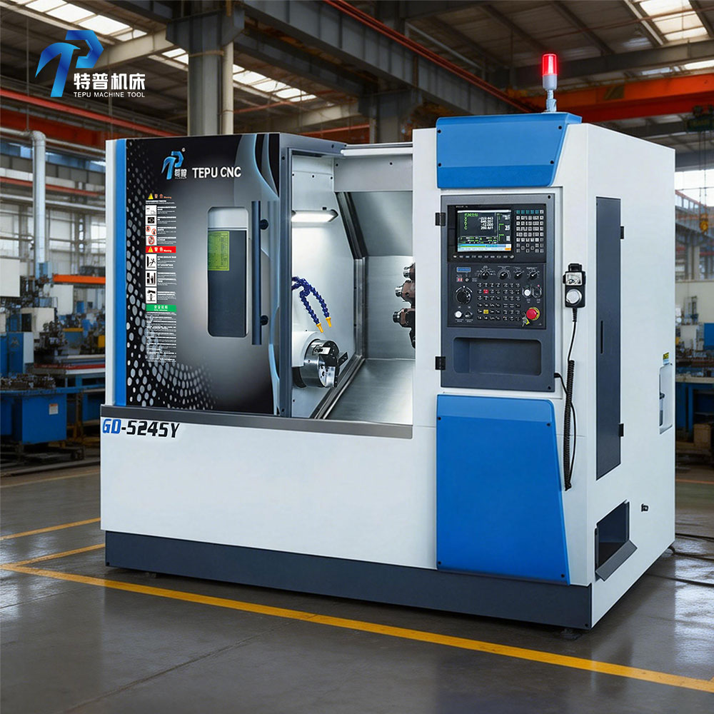 TEPU Multi Functioning 3 Axis A2 Spindle Heavy Duty Cnc Combination Lathe Turning Milling Machine with Live Tooling
